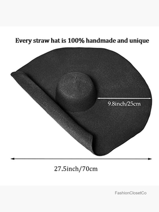 Oversized Wide Brim Sun Hat, Handmade Raffia Straw, Foldable UV Protection main image 5